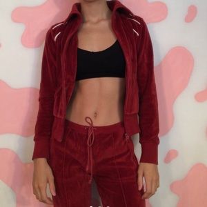 Red velvet track suit